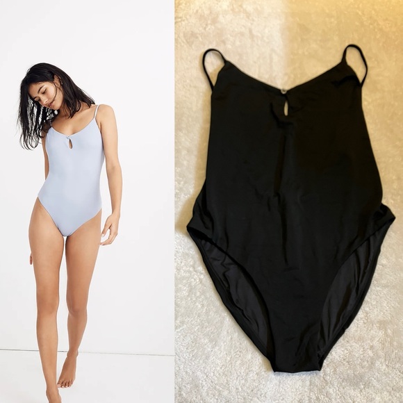 Madewell Other - Madewell Second Wave Button-Front One-Piece Swimsuit MEDIUM BLACK
